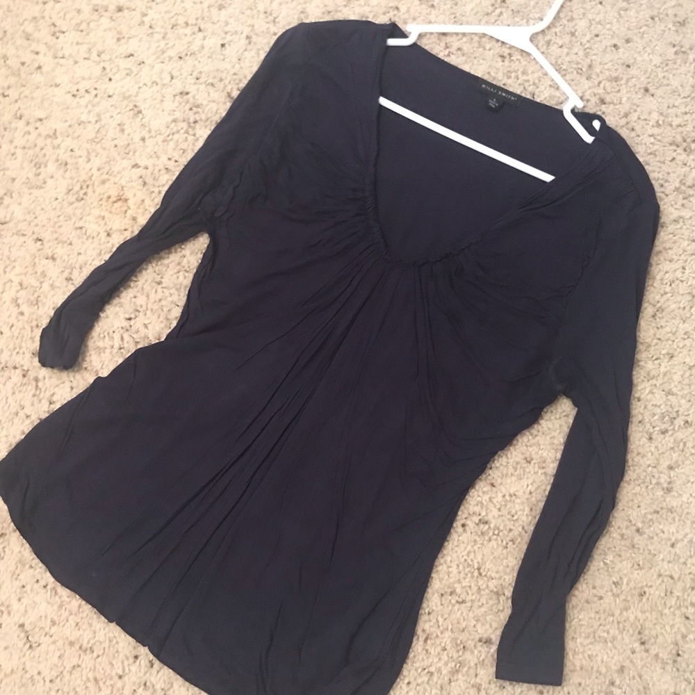 Willi Smith Navy Knit Top